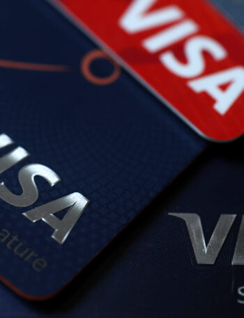 Visa credit cards are displayed